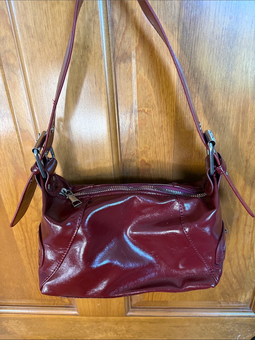 SHEIN Glossy Burgundy Shoulder Bag